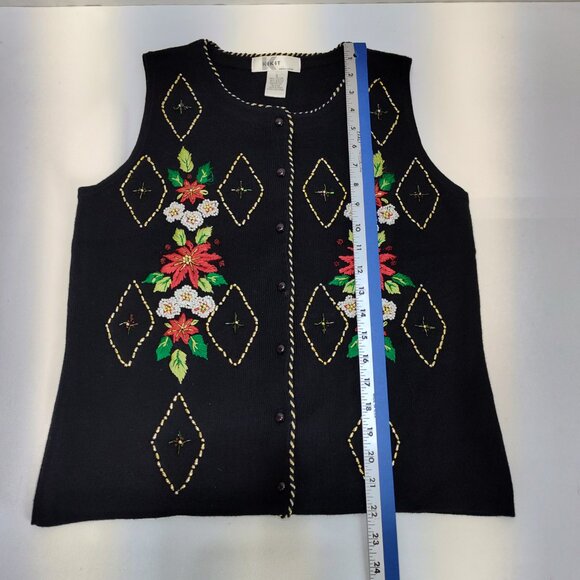 Kikit Christmas Sweater Vest Small Beaded Embroidery Sleeveless Maurice Sasson - Picture 11 of 11